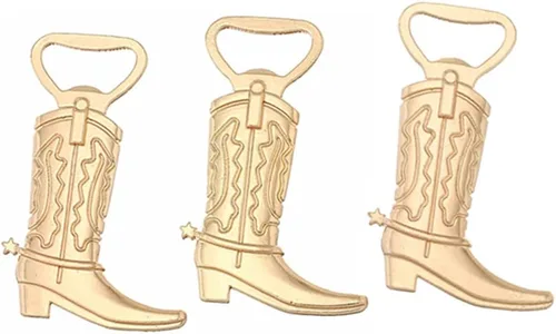 Vista 7 de Abridor de botellas para botas de vaquero para recuerdos de fiesta de boda (12 unidades, tono bronce)