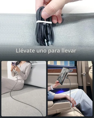 Vista 8 de Cable de carga 4 en 1, adaptador USB C Lightning USB C a USB C 60W PD [carga rápida y sincronización de datos] Cargador múltiple 4 en 1 para iPhone