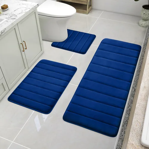 Vista 16 de BYSURE Juego de 3 tapetes de baño de espuma viscoelástica color beige, antideslizantes, extra suaves, absorbentes, lavables a máquina y secos