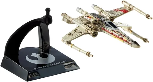 Vista 5 de Hot Wheels Star Wars Starships Select Premium Diecast X-Wing Fighter (Red Three) Variante de persecución de daño de batalla