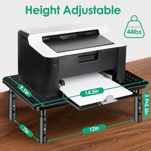 Vista 6 de La Jaco Elevadores de monitor para 2 monitores, soporte de monitor ajustable de 3 alturas con soporte para bolígrafo, elevador de monitor doble