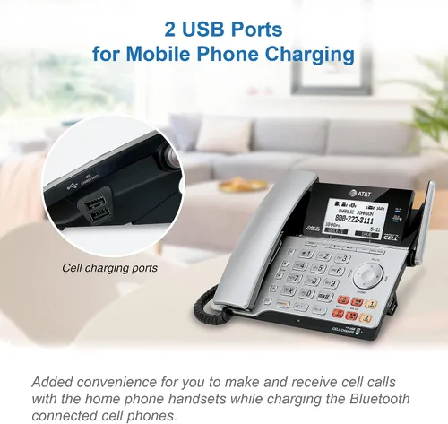 Vista 11 de Teléfono AT&T DECT 6.0 con identificador de llamadas y llamada en espera, Plateado/Negro
