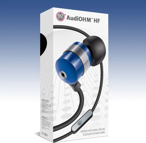 Vista 4 de GOgroove AudiOHM - Auriculares HF con micrófono, graves profundos y cómodos geles de oído (azul) con diseño de aislamiento de ruido, carcasa