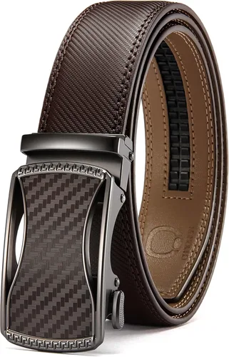 Vista 32 de CHAOREN Cinturón para hombre de cuero con trinquete - Ajuste personalizable, estilo sin esfuerzo (35 mm)