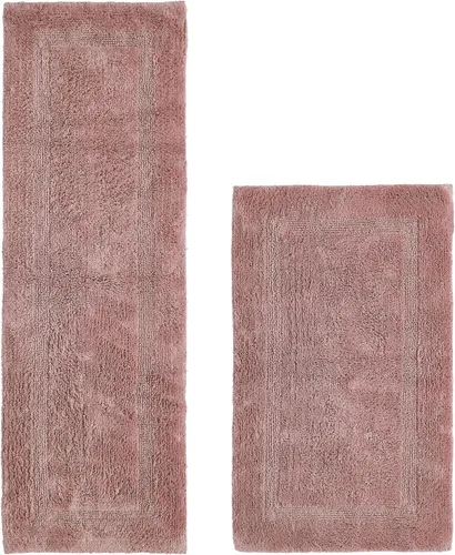 Vista 363 de Better Trends - Juego de 2 alfombras de baño 100% algodón, extra suaves, con borlas, de 17" x 24", alfombra de baño superabsorbente y reversible