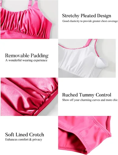 Vista 6 de TcIFE Traje de baño de una pieza para mujer con control de abdomen y cuello cuadrado