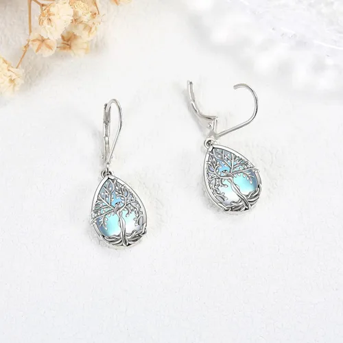 Vista 2 de ONEFINITY Aretes colgantes de plata de ley con el árbol de la vida para mujeres y niñas, regalos de Navidad