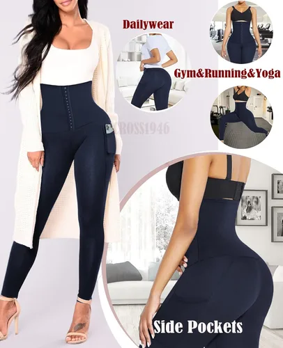 Vista 5 de CROSS1946 Leggings de entrenamiento de cintura para mujer, cintura alta, levantamiento de glúteos, pantalones de yoga con control de abdomen