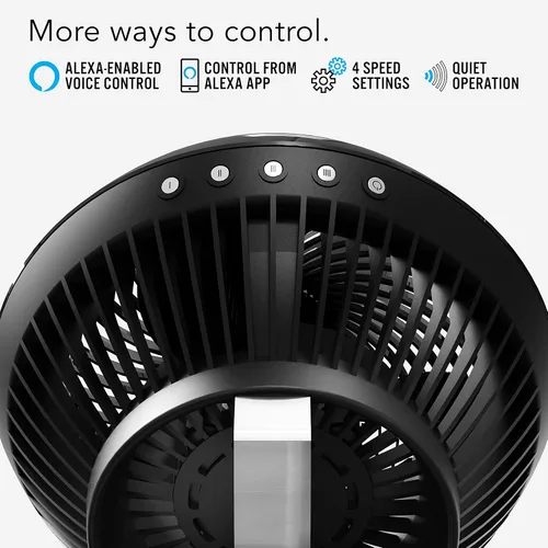 Vista 3 de Vornado Ventilador circulador de aire grande 660 AE para toda la habitación con 4 ajustes de velocidad, funciona con Alexa, barra deslizante cromada