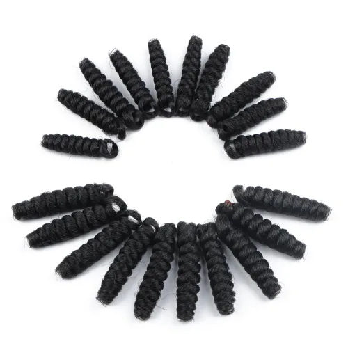 Vista 4 de Saniay - 3 paquetes de trenzas de ganchillo cortas trenzadas de ganchillo con espiral, rizos con espiral jamaicana, 20 mechones por paquete