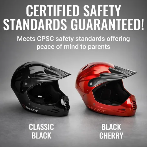 Vista 8 de Razor Casco juvenil de cara completa, carcasa exterior de plástico ligero con correas ajustables para jóvenes jinetes