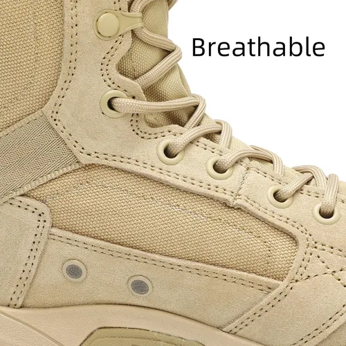 Vista 3 de Botas tácticas militares de 8 pulgadas para hombre, botas de trabajo de combate ligeras