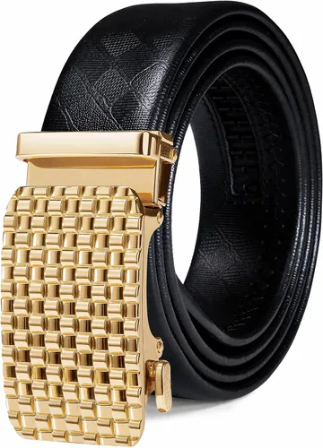 Vista 46 de Barry.Wang Cinturón de trinquete de cuero para hombre 1 3/8" hebilla A Oro Verde