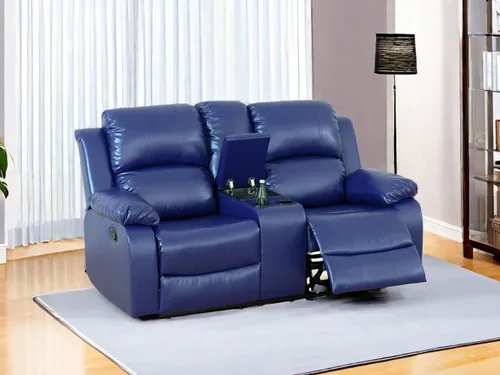 Vista 21 de Sofá reclinable manual moderno, sofá reclinable de cuero de 3 plazas, sofá reclinable de sala de estar, sofá con portavasos y mesa abatible