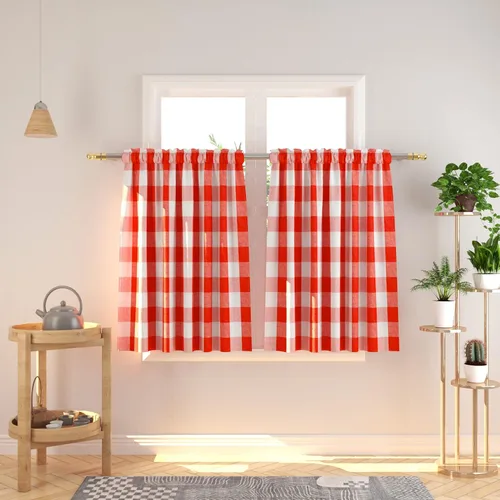 Vista 131 de Cenefas de cortina para ventana de 16 pulgadas de largo, 2 paneles de cuadros búfalo, cortinas pequeñas con bolsillo para barra, estilo clásico
