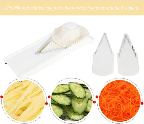 Vista 4 de Cortador de mandolina para cocina, picador de verduras ajustable, frutas, rallador de queso, rebanador de papas fritas, rebanador de alimentos