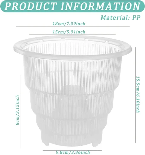 Vista 4 de Macetas transparentes para orquídeas con agujeros, macetas de plástico de 7 pulgadas con agujeros, macetas transparentes de 2 litros con columna