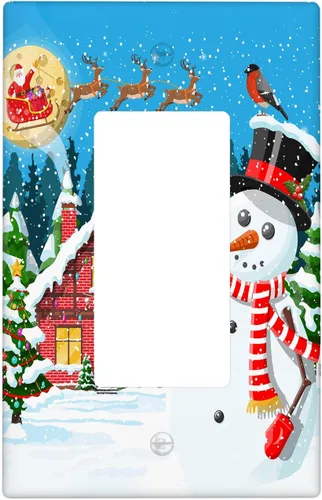 Vista 16 de Cubierta de interruptor de luz dúplex de 1 banda, cubierta decorativa de Navidad con copos de nieve rojos, placa frontal decorativa para cocina