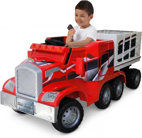 Vista 8 de Kid Trax 12V Semi Truck Ride On Toys w/Detachable Cargo Trailer, Black