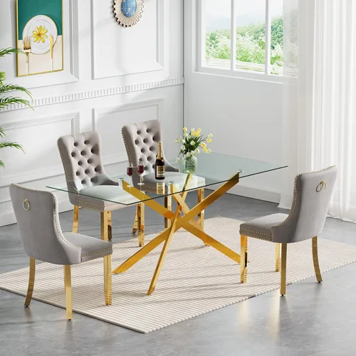Vista 129 de Juego de mesa de comedor de cristal plateado moderno de 47 pulgadas para 2, juego de mesa de comedor de cocina redonda de 3 piezas con patas