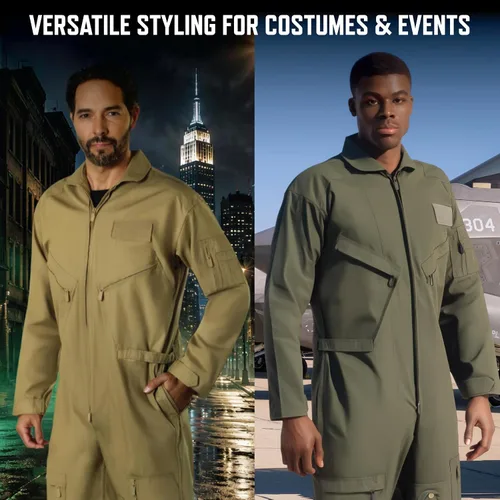 Vista 3 de Rothco Flightsuit – Mono de piloto para hombre – Mono de cosplay Negro
