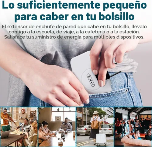 Vista 5 de SYCON Extensor de toma de corriente de pared de 3 vías, adaptador de corriente alterna, mini enchufe giratorio de 2 clavijas, enchufe extensor