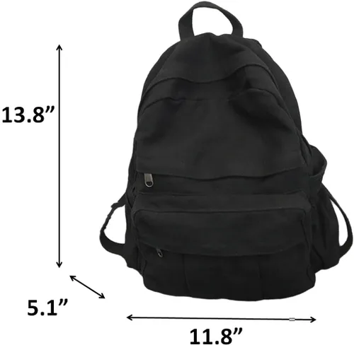 Vista 4 de Mochila de lona espaciosa moda vintage al aire libre viaje portátil mochila, Negro -, Classic