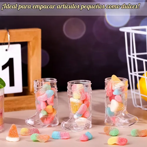 Vista 5 de ADXCO 9 vasos de vaquero transparentes de 1 onza, mini vasos de tiro para botas de vaquero, vasos de plástico para botas de vaquero occidental
