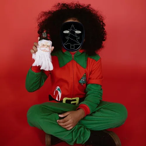 Vista 8 de DALEGDA Máscara facial de animación LED, detección de gestos para disfraces, fiestas de máscaras, regalo de Navidad para adultos y niños