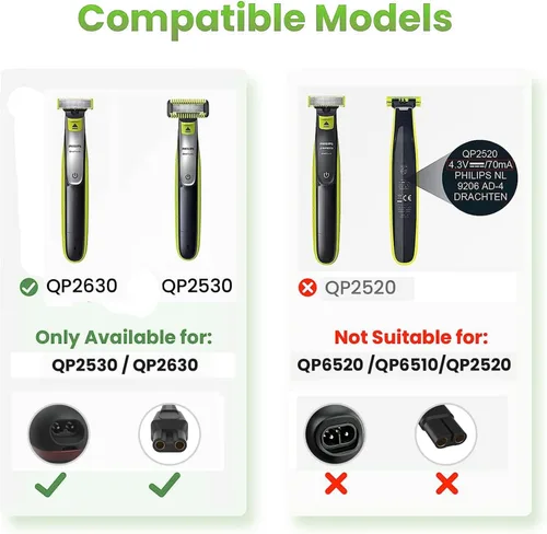 Vista 2 de LinMei Cable de alimentación adaptador de 15 V compatible con Philips Norelco HQ8505 7000 5000 3000 Series 3500 MG3750 MG5750 MG7750 S1560
