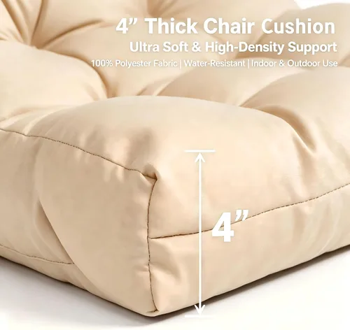 Vista 3 de QILLOWAY - Cojín o respaldo para asiento de exterior, cojín de repuesto, primavera/verano, Moderno, Beige