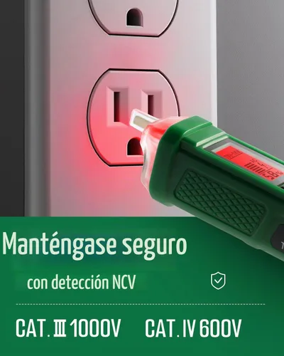 Vista 2 de TESMEN - Probador de voltaje, detector de voltaje sin contacto TN-213, probador eléctrico, CA 12V-/70V-1000V, doble rango, pantalla LCD