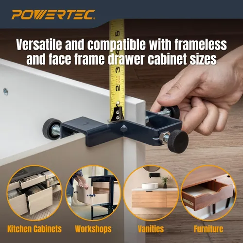 Vista 7 de POWERTEC Abrazaderas de instalación frontal para cajón, juego de abrazaderas ajustables para gabinete, herramienta de montaje y alineación rápida