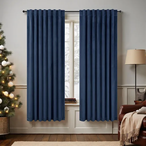 Vista 42 de Cortinas de terciopelo opacas para oscurecer la habitación de 63 pulgadas de largo para sala de estar, comedor, 2 paneles, privacidad pesada