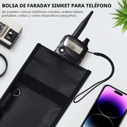 Vista 7 de Bolsas Simket Faraday para teléfonos y llaves de coche, paquete de 2, bolsa de bloqueo de señal, bloqueador de señal de teléfono celular, bloqueador
