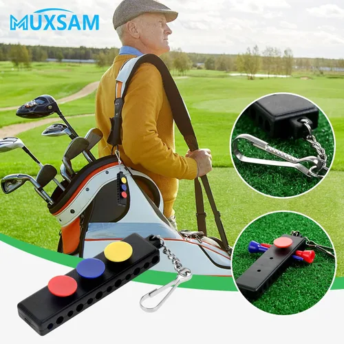 Vista 5 de MUXSAM Soporte para camiseta de golf negro para bolsa, paquete de 1 bolsa de golf con 12 agujeros en T, 3 agujeros para marcadores de bola, llavero