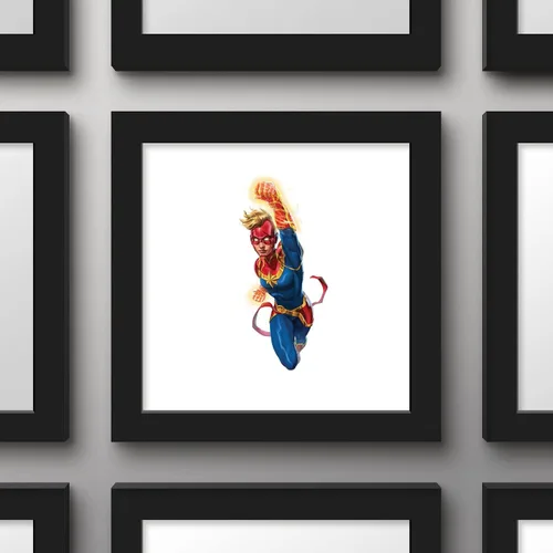 Vista 3 de Trends International Gallery Pops Marvel Comics Avengers - Póster de pared de Capitana Marvel, 12 x 12 pulgadas, versión enmarcada en negro