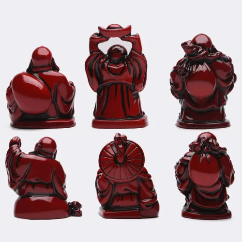 Vista 7 de BRABUD Feng Shui BS001 - Estatua de Buda sonriente de resina roja de 2 pulgadas