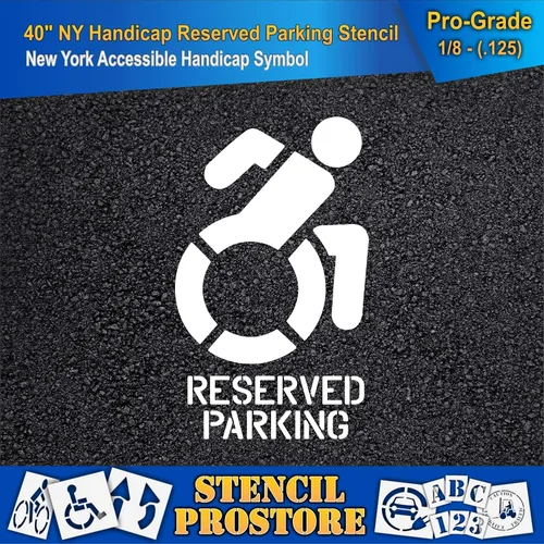 Vista 3 de Plantillas de pavimento – 40 pulgadas – Plantilla de símbolo de icono accesible con estacionamiento reservado – 52 pulgadas x 31 pulgadas x 1/8