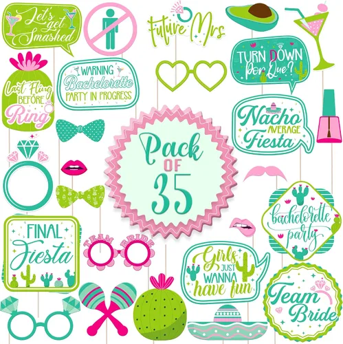 Vista 4 de KatchOn, Kit de accesorios para fotos de despedida de soltera, paquete de 35 Accesorios de cabina de fotos de fiesta mexicana para decoraciones