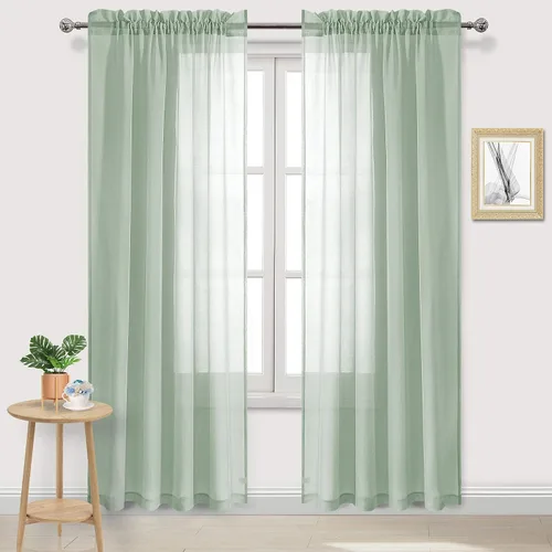 Vista 18 de DWCN Cortinas Transparentes Aqua de Voile Semitransparente con Bolsillo para Barra para Dormitorio y Sala de Estar, 36 x 36 pulgadas de Largo, Juego