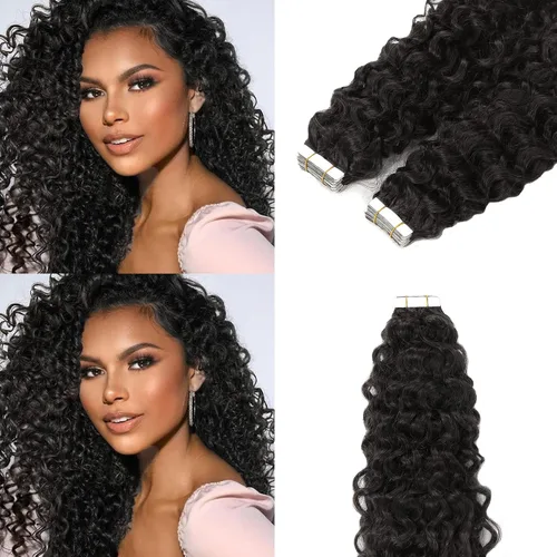 Vista 14 de Extensiones de cabello humano con micro anillo, lacio, rizado, color negro natural, largo microenlaces, extensiones de cabello humano para personas
