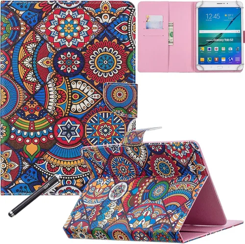Vista 18 de NewShine - Funda universal de 7.0 pulgadas, diseño de mármol de flores de cuero sintético, plegable, con ranuras para tarjetas y bolsillo