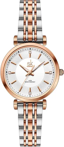 Vista 8 de SHENGKE SK Classic - Reloj de vestir para mujer, correa de acero inoxidable sólido