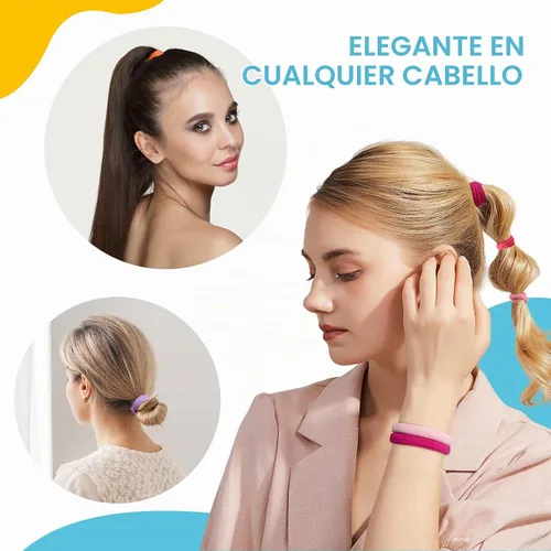 Vista 4 de Bandas pequeñas para el cabello sin costuras, liga para coleta que no daña de 4 cm (10 colores muilt)