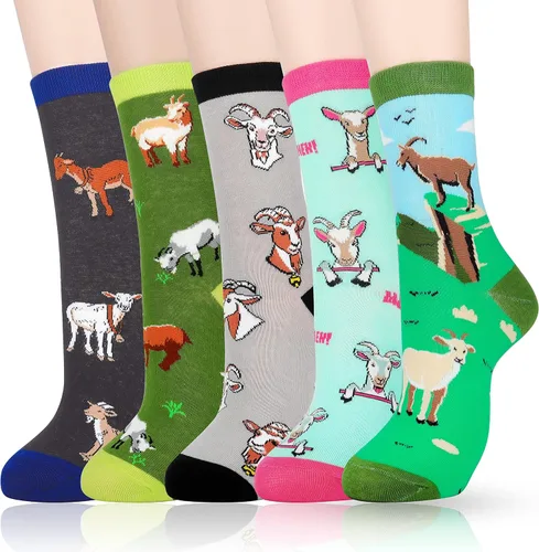 Vista 19 de Belloxis 5 pares de bonitos y divertidos calcetines de animales para mujeres y niñas, cómodos calcetines de algodón para uso diario, grandes ideas