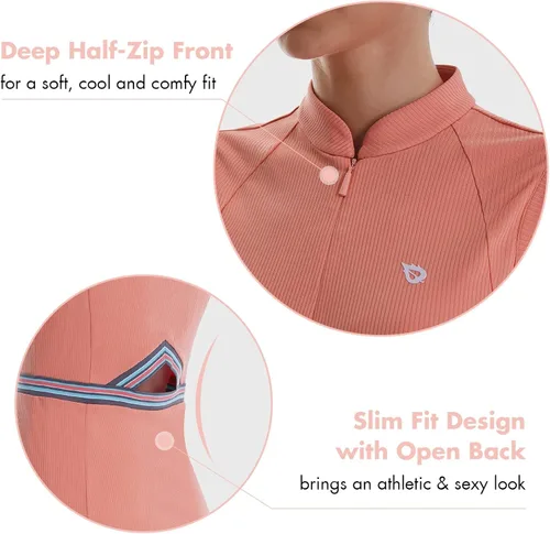 Vista 4 de BALEAF Vestido de tenis para mujer sin mangas con 4 bolsillos pantalones cortos interiores UPF 50 media cremallera vestido deportivo deportivo