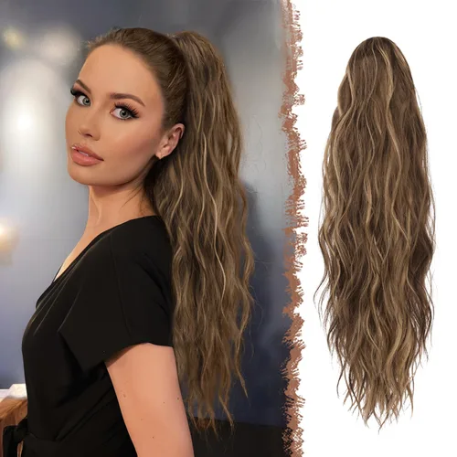 Vista 10 de FESHFEN Extensiones de Cola de Caballo, Pieza de Cabello de Cola de Caballo Larga con Pinza de Garra, Pieza de Cabello Sintético de Colas de Caballo