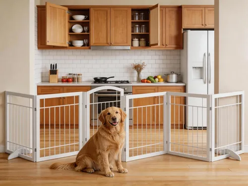 Vista 11 de Vantas 96 x 30 in Foldable Metal Dog Gate with Door Walk Through, Black Freestanding Stability, Extra Wide, Walk-Through Easy, Easy Storage, Easy
