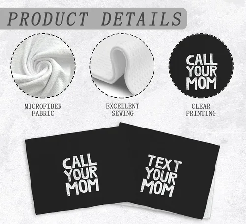 Vista 7 de Call Your Mom - Juego de 2 toallas de cocina y paños de cocina negros, toallas decorativas para baño, regalos de graduación, toallas de tela